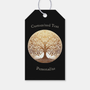 Étiquettes-cadeau Arbre de Vie Spirituel Zen Or Élégant Personnalisé