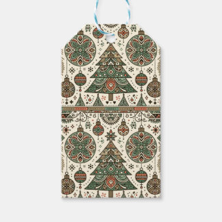 Étiquettes-cadeau Arbre et ornement de Noël scandinave de charme