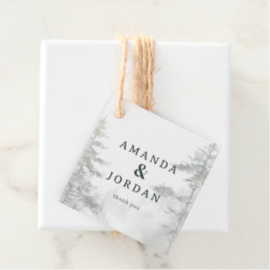 Étiquettes Cadeau Arbres aquarelle verte sereine
