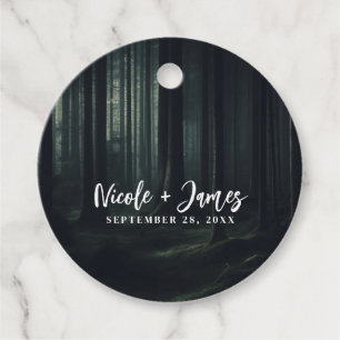 Étiquettes Cadeau Arbres de la forêt sombre et mystérieuse au mariag