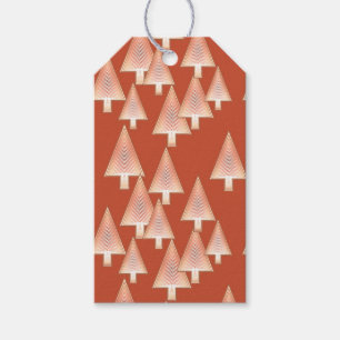 Étiquettes-cadeau Arbres de Noël métalliques modernes - rouille et c