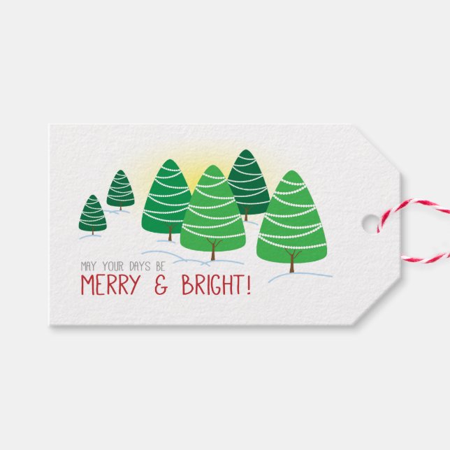 Étiquettes-cadeau Arbres De Noël, Que Vos Jours Soient Joyeux (Devant (Horizontal))