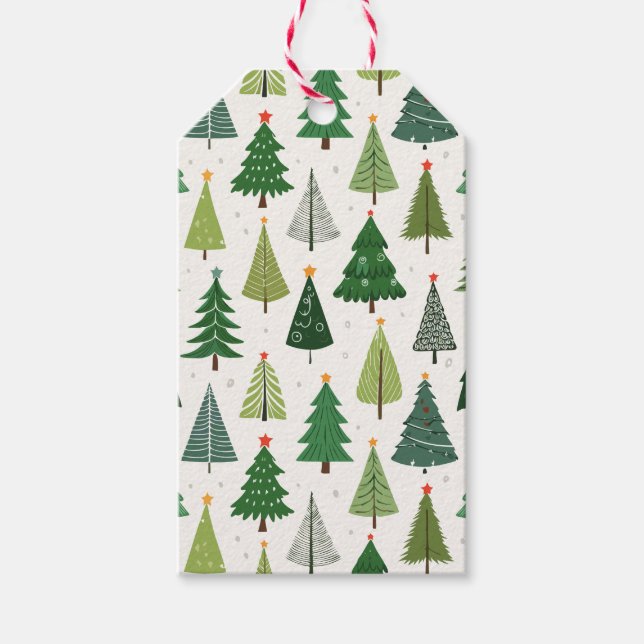 Étiquettes-cadeau Arbres rétro (Devant)