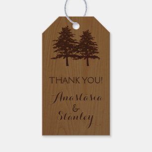 Étiquettes-cadeau Arbres sur bois bois mariage Merci