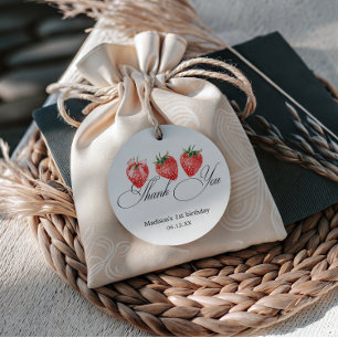 Étiquettes Cadeau Arc de fraise 1er anniversaire Merci