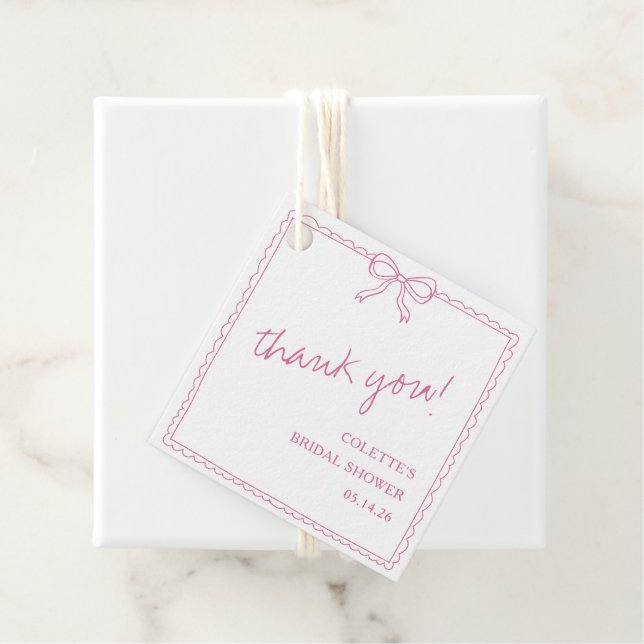 Étiquettes Cadeau Arc Élégant à Main Mariage Remerciements (En situation)