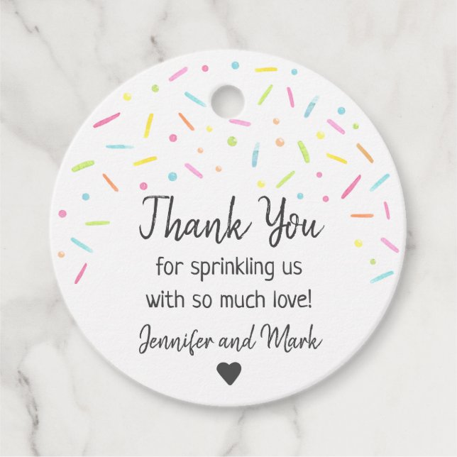 Étiquettes Cadeau Arc-en-ciel Bébé Merci (Devant)
