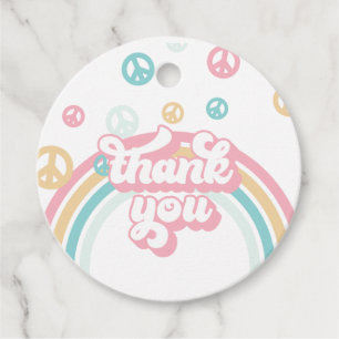 Étiquettes Cadeau Arc-en-ciel d'été rétro Merci