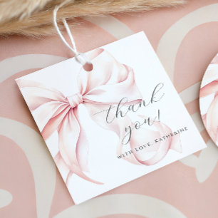 Étiquettes Cadeau Arc-en-ciel Nœud Rose Baby Shower