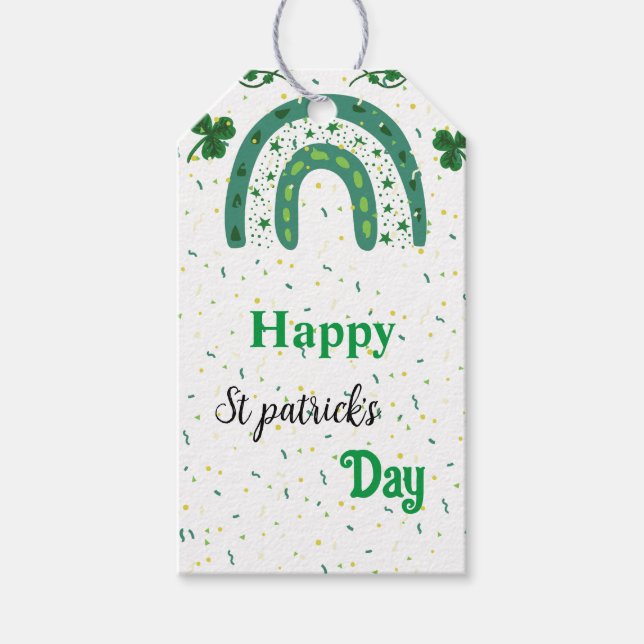 Étiquettes-cadeau Arc-en-ciel vert Joyeux jour st patrick (Devant)