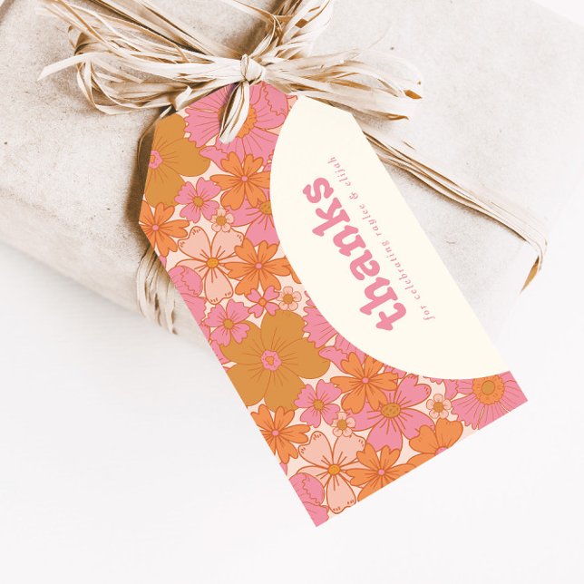Étiquettes-cadeau Arche florale Super rétro | Boho Favor (Créateur téléchargé)
