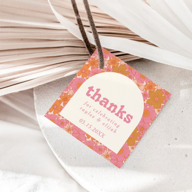 Étiquettes Cadeau Arche florale Super rétro | Boho Favor (Créateur téléchargé)