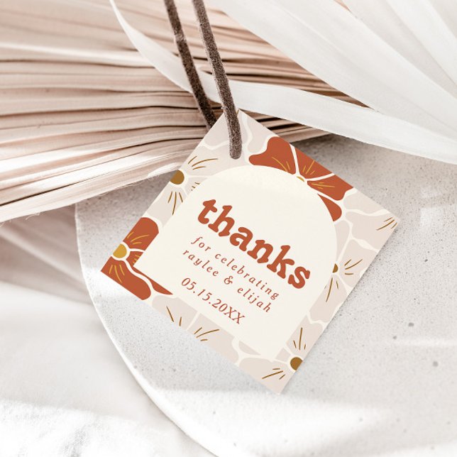 Étiquettes Cadeau Arche florale Super rétro | Boho Favor (Créateur téléchargé)