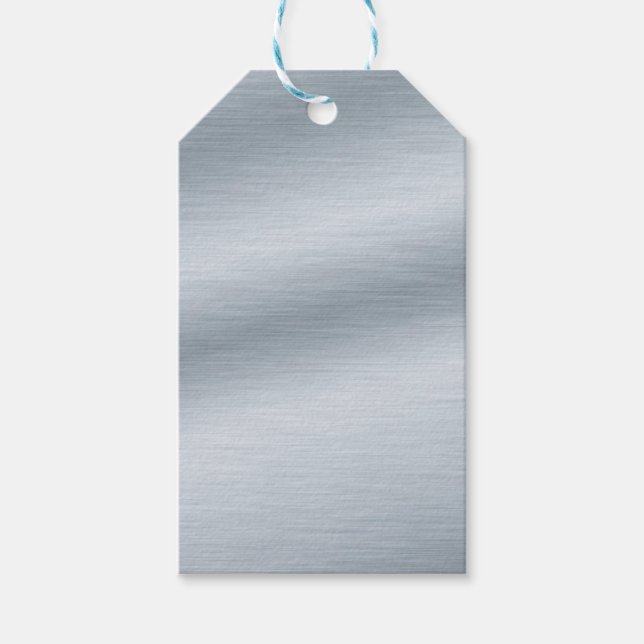Étiquettes-cadeau Arrière - plan argent brossé Faux (Devant)