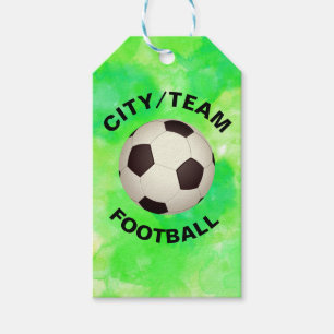 Étiquettes-cadeau Arrière - plan d'aquarelle de football personnalis