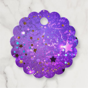 Étiquettes Cadeau Arrière - plan de feuille violet avec étoiles