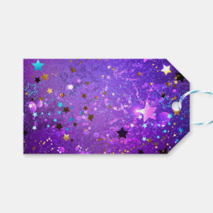 Étiquettes-cadeau Arrière - plan de feuille violet avec étoiles