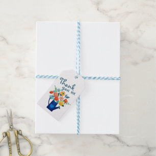Étiquettes-cadeau Arrosoir plein de fleurs Merci Moderne