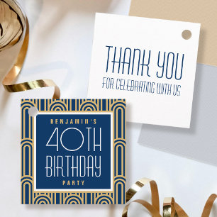 Étiquettes Cadeau Art déco Remerciement pour fête d'anniversaire tou