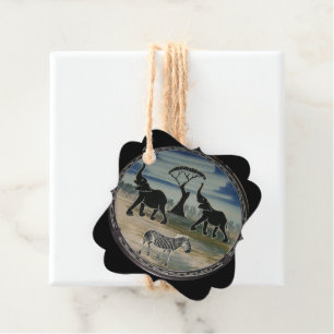Étiquettes Cadeau Art Eléphant Africain