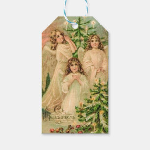 Étiquettes-cadeau Art vintage Anges de Noël russes
