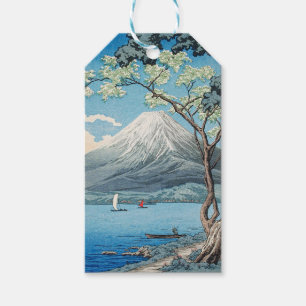 Étiquettes-cadeau Art vintage japonais du mont Fuji et du lac Yamana