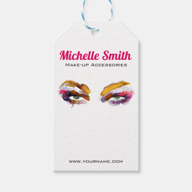 Étiquettes-cadeau Artiste branché de maquillage oculaire aquarelle d (Devant)