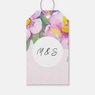Étiquettes-cadeau Artistic Peach Flowers Aquarelle Personnalisée