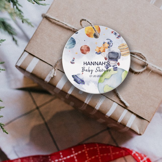 Étiquettes Cadeau Astronaut Espace extra-atmosphérique Baby shower d (Astronaut Outer Space Boy Baby Shower Party Favor Tags)