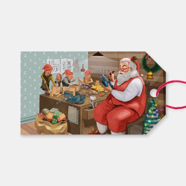 Étiquettes-cadeau Atelier père Noël (Devant (Horizontal))