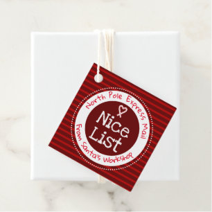 Étiquettes Cadeau Atelier Père Noël de Noël Nice Liste des favoris T