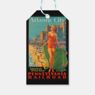 Étiquettes-cadeau Atlantic City Beach Beauté Vintage Art