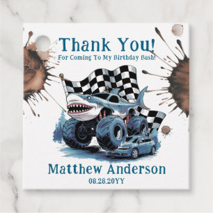 Étiquettes Cadeau Attaque de requin Camion Monster Anniversaire Bash