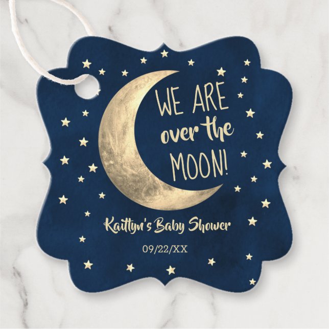 Étiquettes Cadeau Au-Dessus De La Lune | BABY SHOWER (Devant)