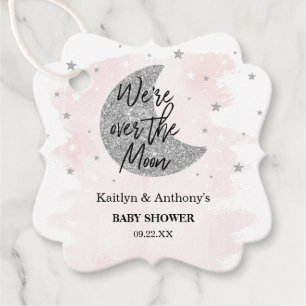 Étiquettes Cadeau Au-Dessus De La Lune Baby shower filles