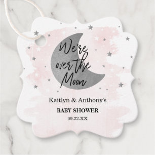 Étiquettes Cadeau Au-Dessus De La Lune Baby shower filles