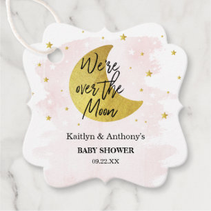 Étiquettes Cadeau Au-Dessus De La Lune Baby shower filles