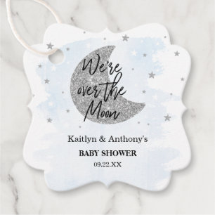 Étiquettes Cadeau Au-Dessus De La Lune Baby shower Garçons