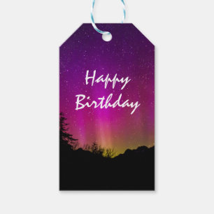 Étiquettes-cadeau aurore boréale Aurora Borealis Joyeux anniversaire