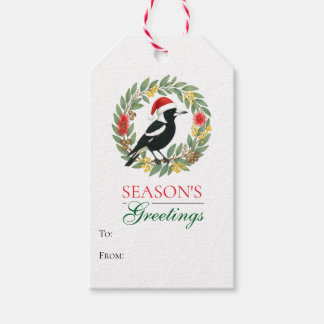 Étiquettes-cadeau Aussie Christmas Magpie Wreath To From Gift Tag