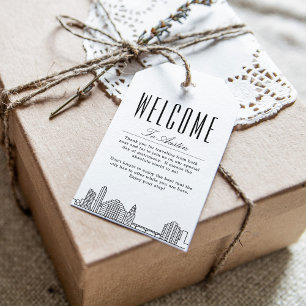 Étiquettes-cadeau Austin Skyline   Mots clés cadeaux de bienvenue