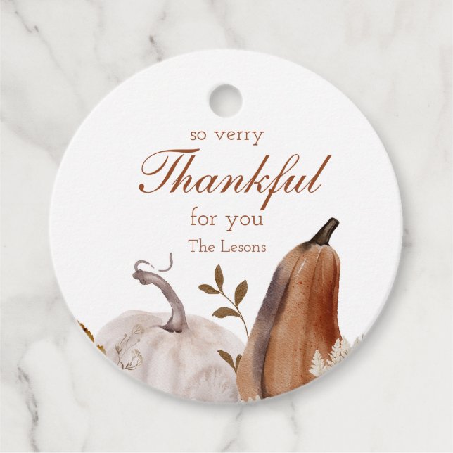 Étiquettes Cadeau Autocollant d'automne Citrouille d'aquarelle neutr (Devant)