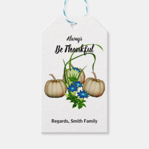 Étiquettes-cadeau Automne Automne Aquarelle Blanc Citrouille Thanksg
