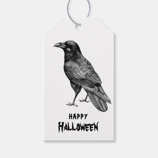 Étiquettes-cadeau Automne Automne Happy Halloween Corbeau Chèque (Devant)