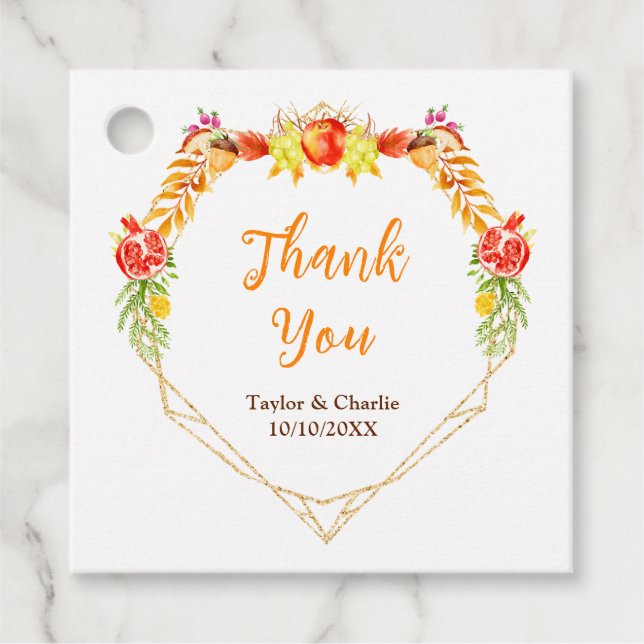 Étiquettes Cadeau Automne Automne Récolte Mariage Merci (Devant)