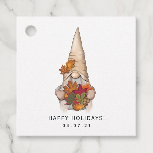Étiquettes Cadeau Automne automne Whimsical Nordic Harvest Gnomes (Devant)