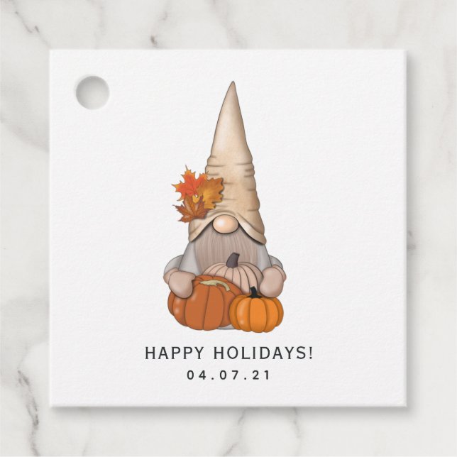 Étiquettes Cadeau Automne Automne Whimsical Nordic Harvest Gnomes Fa (Devant)