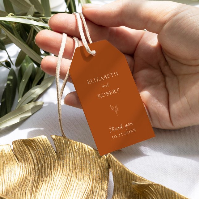 Étiquettes-cadeau Automne Brûlé Orange Mariage Terracotta Simple (Créateur téléchargé)