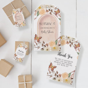 Étiquettes-cadeau Automne Floral BOHO Automne Baby shower papillon