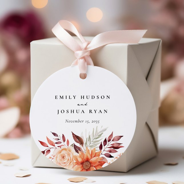 Étiquettes Cadeau Automne Floral Boho Mariage (Créateur téléchargé)
